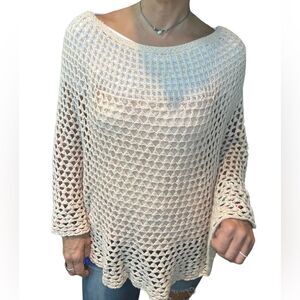 Jennifer Lopez Cream Knit Poncho